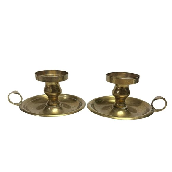 2 International Silver Co. Vintage Candle Holder Solid Brass with Finger Ring - Picture 3 of 12